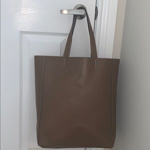 Taupe Leather Tote MADE IN ITALY